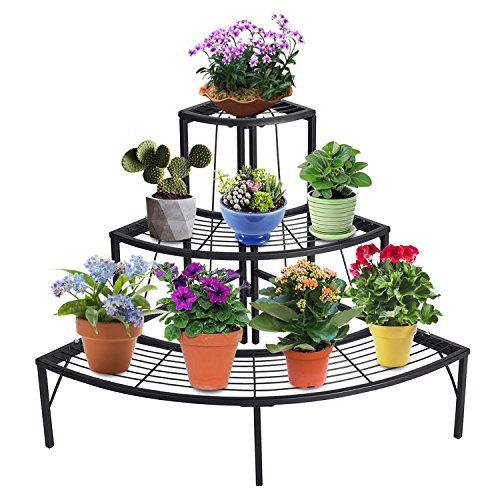 DOEWORKS 3 Tier Plant Stand Flower Pot Rack, Quarter Round Plant C...