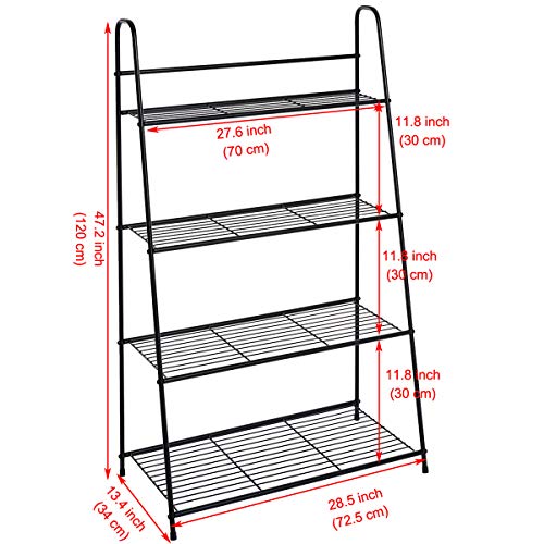 DOEWORKS 4 Tier Metal Plant Stand, Ladder-Shaped Storage Rack Stan...