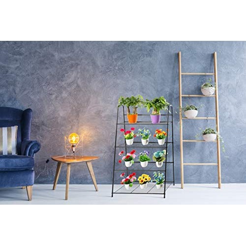 DOEWORKS 4 Tier Metal Plant Stand, Ladder-Shaped Storage Rack Stan...