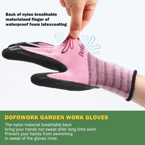 DOFOWORK Gardening Gloves - 6 Pair, Breathable Natural Latex, Blue...
