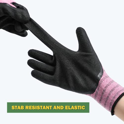 DOFOWORK Gardening Gloves - 6 Pair, Breathable Natural Latex, Blue...