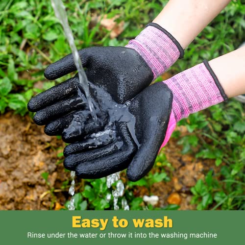 DOFOWORK Gardening Gloves - 6 Pair, Breathable Natural Latex, Blue...