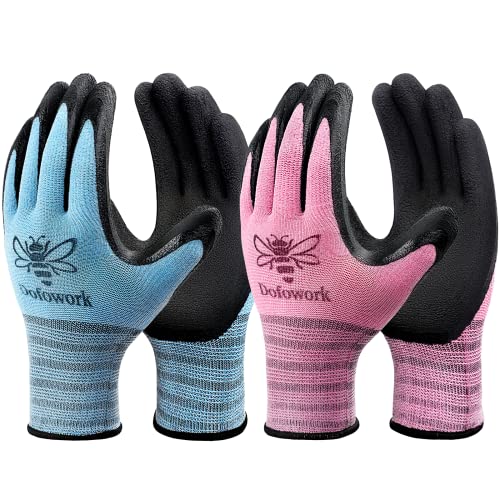 DOFOWORK Gardening Gloves - 6 Pair, Breathable Natural Latex, Blue...