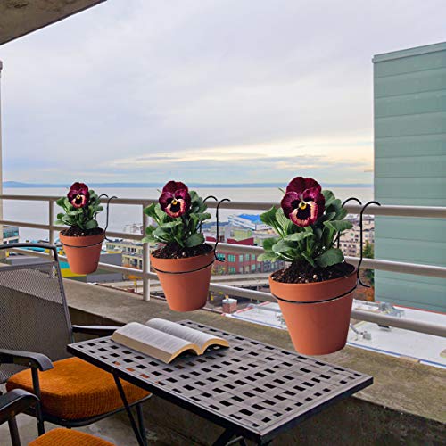 DOITOOL 2Pcs Flower Pot Holder Ring Metal Wire Over Deck Rail Plan...
