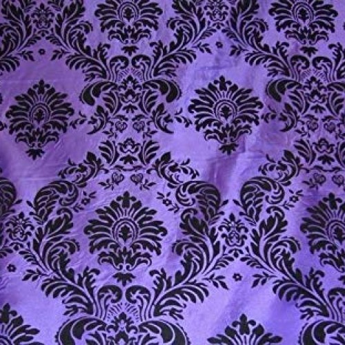 5 Yards Purple Black Flocking Damask 15ft Taffeta Velvet Fabric 58...