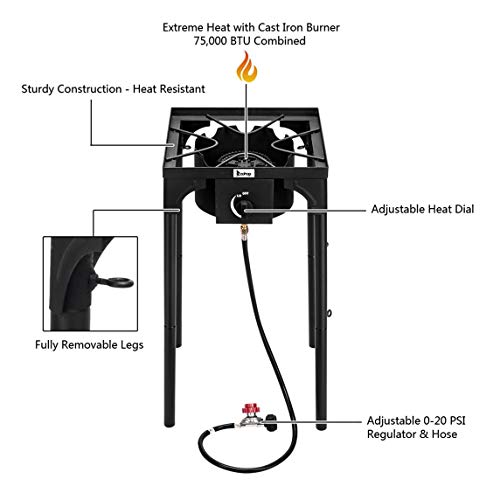DOLMER Outdoor Camp Stove High Pressure Propane Gas Cooker Portabl...