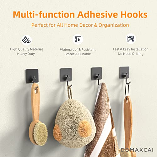 DOMAXCAI Towel Hooks, 4 Pcs Upgraded Adhesive Hooks Heavy Duty, Wa...
