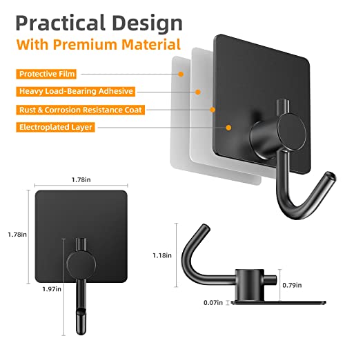 DOMAXCAI Towel Hooks, 4 Pcs Upgraded Adhesive Hooks Heavy Duty, Wa...