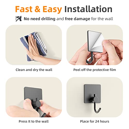 DOMAXCAI Towel Hooks, 4 Pcs Upgraded Adhesive Hooks Heavy Duty, Wa...