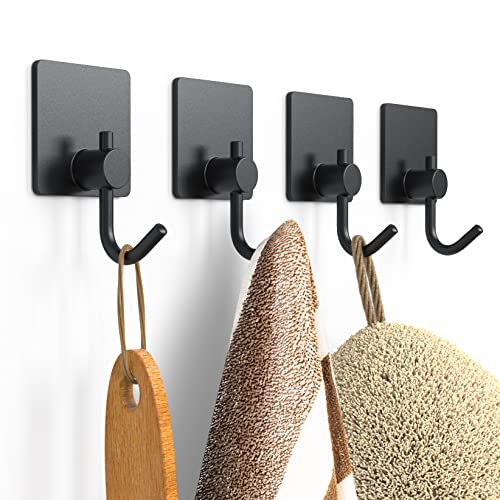 DOMAXCAI Towel Hooks, 4 Pcs Upgraded Adhesive Hooks Heavy Duty, Wa...