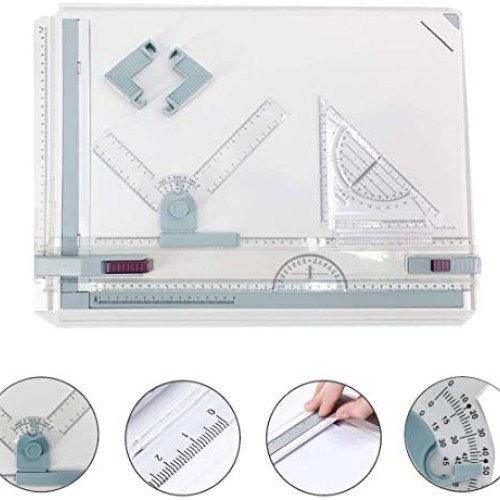 DOMINTY Drafting Table Drawing Board, Drawing Tool Set Graphic Arc...