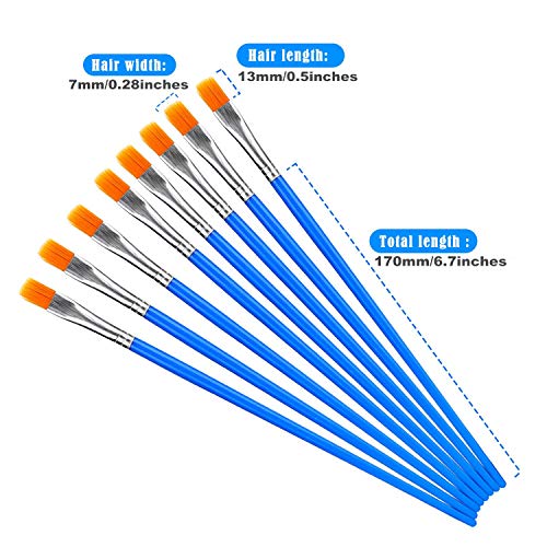 Paint Brushes Set 50 Pcs Kids Nylon Flat Hair Acrylic Small Oil Wa...