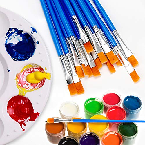 Paint Brushes Set 50 Pcs Kids Nylon Flat Hair Acrylic Small Oil Wa...
