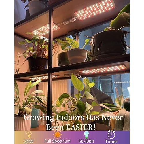 DOMMIA Grow Lights for Indoor Plants, 20W Full Spectrum Grow Light...