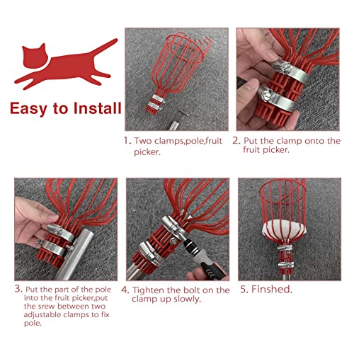 Fruit Picker Pole Tool with Basket Telescoping Long Handle, 35-65 ...