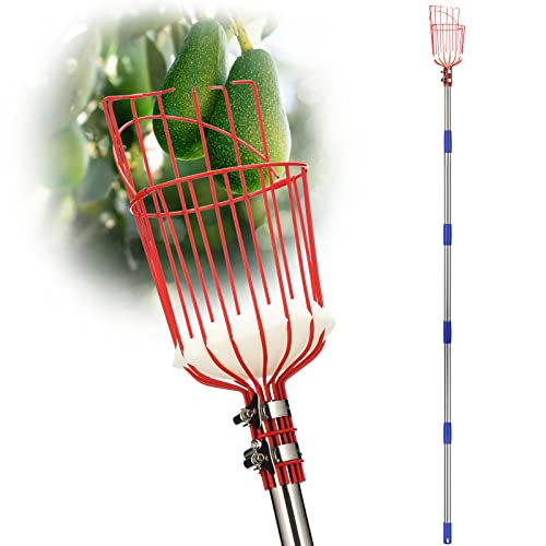 Fruit Picker Pole Tool with Basket Telescoping Long Handle, 35-65 ...