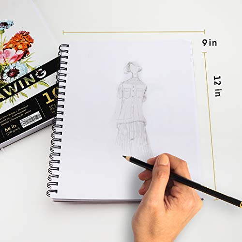 2-Pack 100 Sheets 9 x 12 Inch Sketch Pads for Drawing Perforated,...