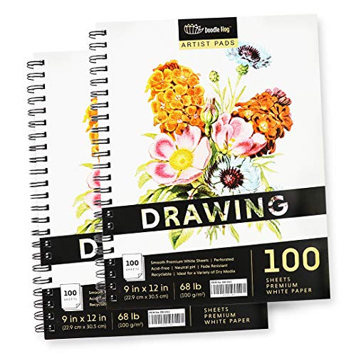 2-Pack 100 Sheets 9 x 12 Inch Sketch Pads for Drawing Perforated,...