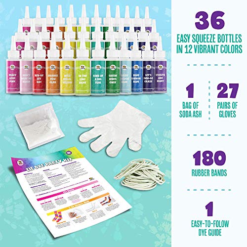 36 Bottles, 244 Items Tie Dye Party Kit: Rainbow Classic is The Ul...
