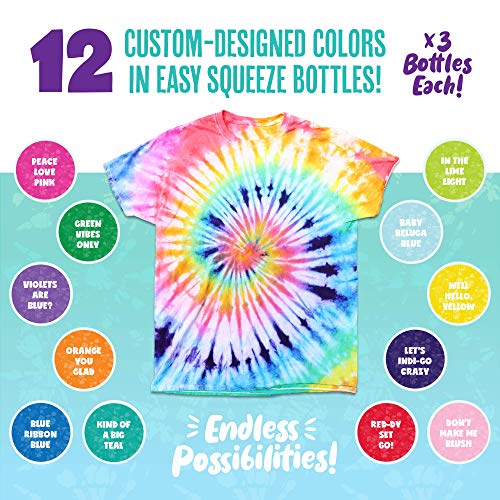 36 Bottles, 244 Items Tie Dye Party Kit: Rainbow Classic is The Ul...