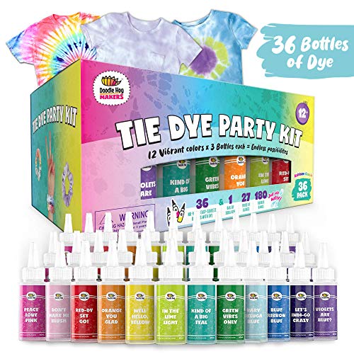 36 Bottles, 244 Items Tie Dye Party Kit: Rainbow Classic is The Ul...