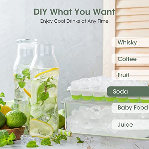 DOQAUS Ice Cube Tray with Lid and Bin, 4 Pack Silicone Plastic Ice...