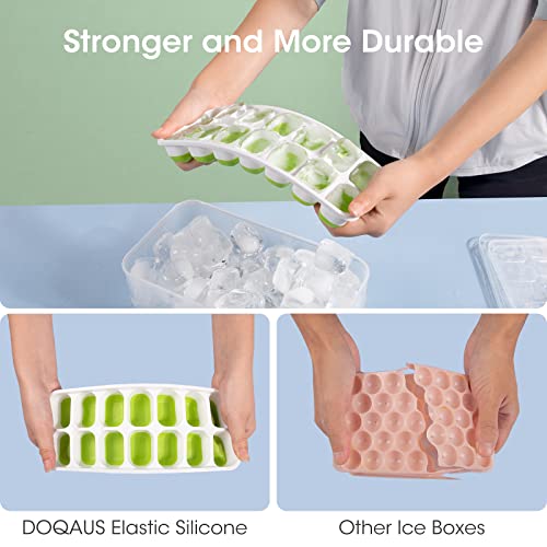 DOQAUS Ice Cube Tray with Lid and Bin, 4 Pack Silicone Plastic Ice...