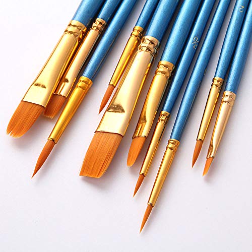 Art Drawing Paintbrush Set, Doraking 10pcs Blue Penholder Nylon Wa...