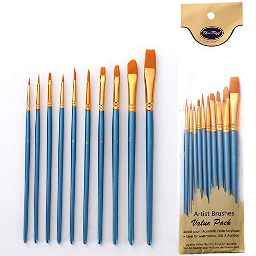 Art Drawing Paintbrush Set, Doraking 10pcs Blue Penholder Nylon Wa...