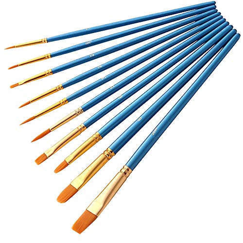Art Drawing Paintbrush Set, Doraking 10pcs Blue Penholder Nylon Wa...