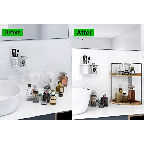 2-Tier Corner Bathroom Counter Organizer,Dorhors Tray and Vanity O...