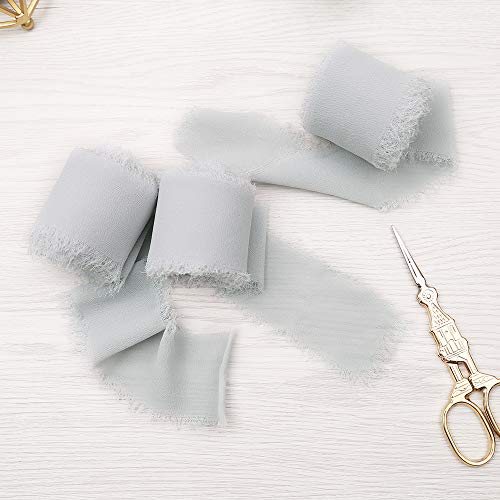Doris Home Handmade Fringe Chiffon Silk-Like Ribbon 2 x 7Yd Set o...
