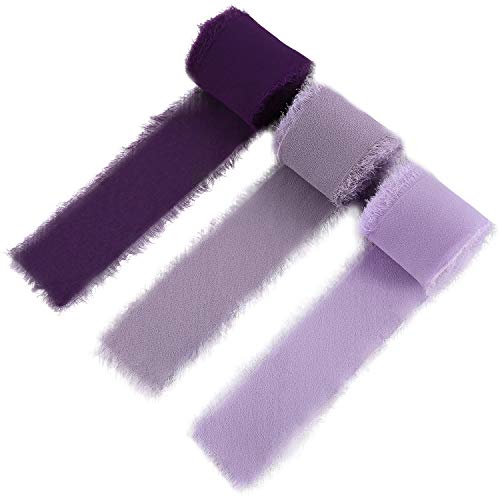 Doris Home Handmade Fringe Chiffon Silk-Like Ribbon 2 x 7Yd Set o...