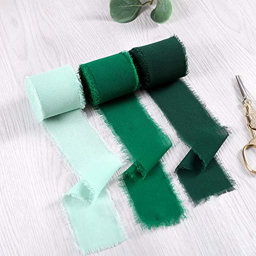 Doris Home Handmade Fringe Fabric Chiffon Silk-Like Ribbon 2 x 7Y...