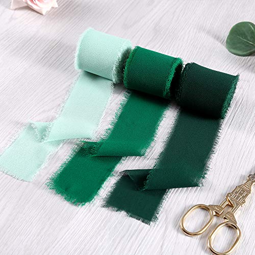 Doris Home Handmade Fringe Fabric Chiffon Silk-Like Ribbon 2 x 7Y...