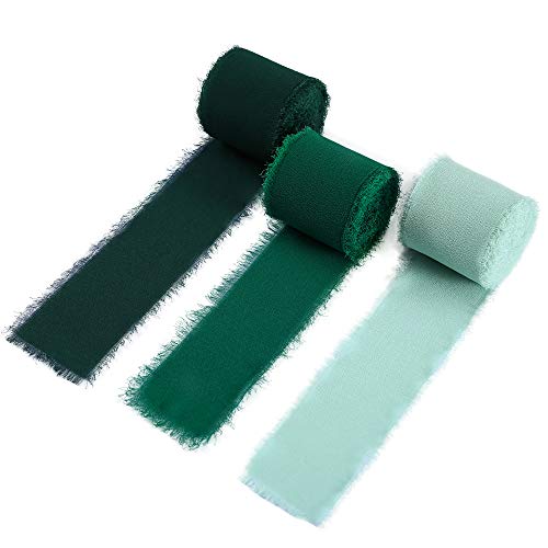 Doris Home Handmade Fringe Fabric Chiffon Silk-Like Ribbon 2 x 7Y...