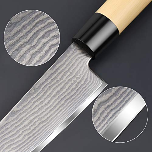 DOSMAMZ 7 Inches Professional Damascus Japanese Chef’s Knife, Sush...