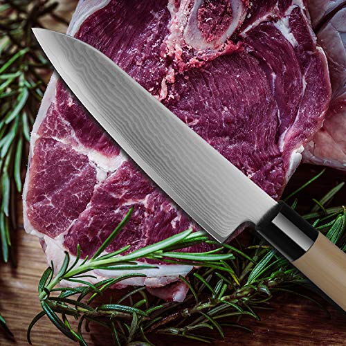 DOSMAMZ 7 Inches Professional Damascus Japanese Chef’s Knife, Sush...