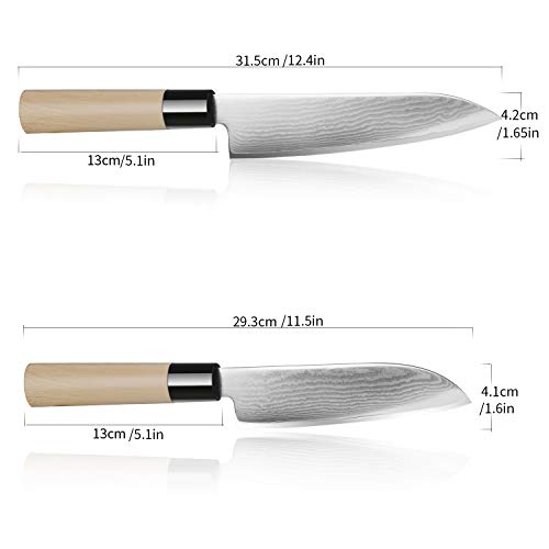 DOSMAMZ 7 Inches Professional Damascus Japanese Chef’s Knife, Sush...