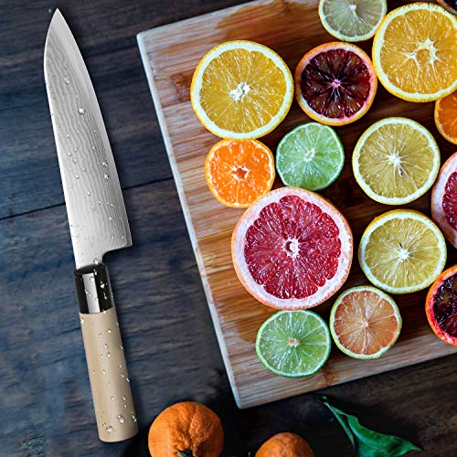DOSMAMZ 7 Inches Professional Damascus Japanese Chef’s Knife, Sush...