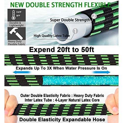 Expandable Garden Hose 2020 Updated Expanding Water Hose with 10 F...