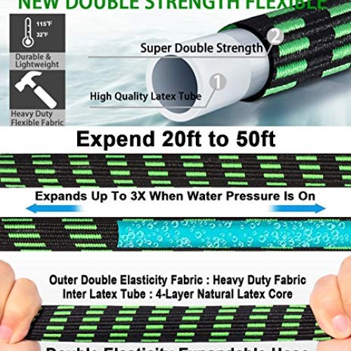 Expandable Garden Hose 2020 Updated Expanding Water Hose with 10 F...