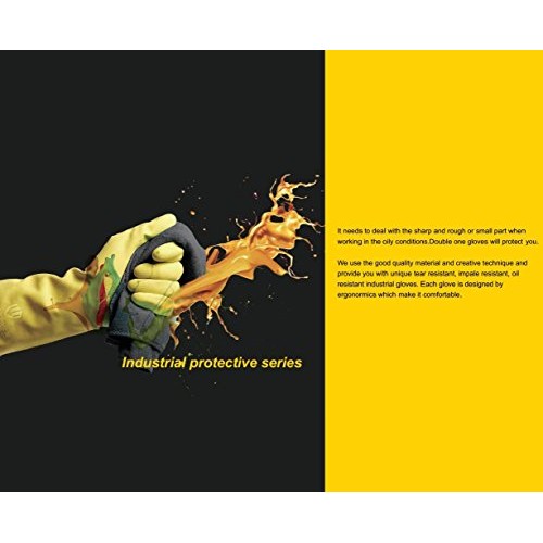 Chemical Resistant Gloves,Safety Work Cleaning Protective Heavy Du...