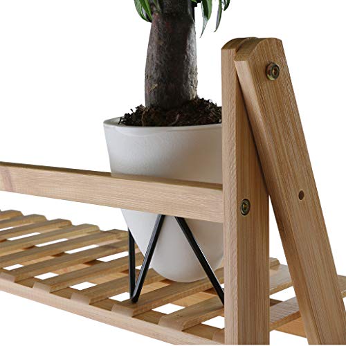 Doublelift Bamboo Plant Stand, 3-Tier Ladder Plant Stands, Foldabl...