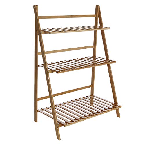 Doublelift Bamboo Plant Stand, 3-Tier Ladder Plant Stands, Foldabl...