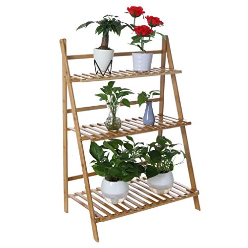 Doublelift Bamboo Plant Stand, 3-Tier Ladder Plant Stands, Foldabl...