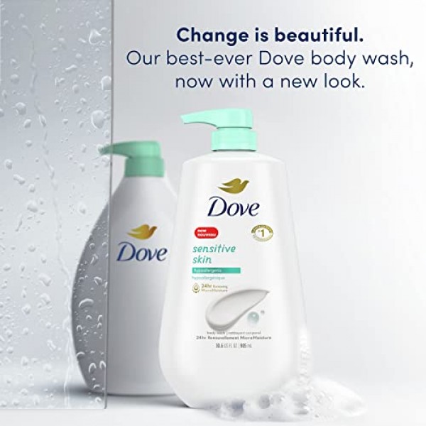 Dove Body Wash with Pump Sensitive Skin 3 Count Hypoallergenic, Pa...