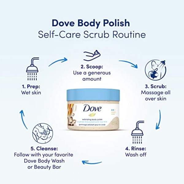 Dove Scrub Macadamia & Rice Milk Reveals Visibly Smoother Skin Bod...