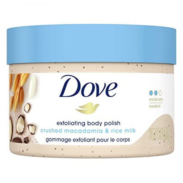 Dove Scrub Macadamia & Rice Milk Reveals Visibly Smoother Skin Bod...