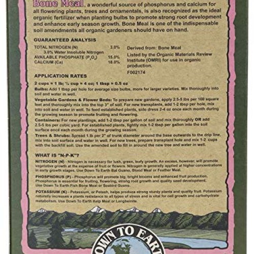 Down to Earth Organic Bone Meal Fertilizer 3-15-0, 5 lb